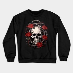 Skull And Roses - Rose with thorns skull design Crewneck Sweatshirt